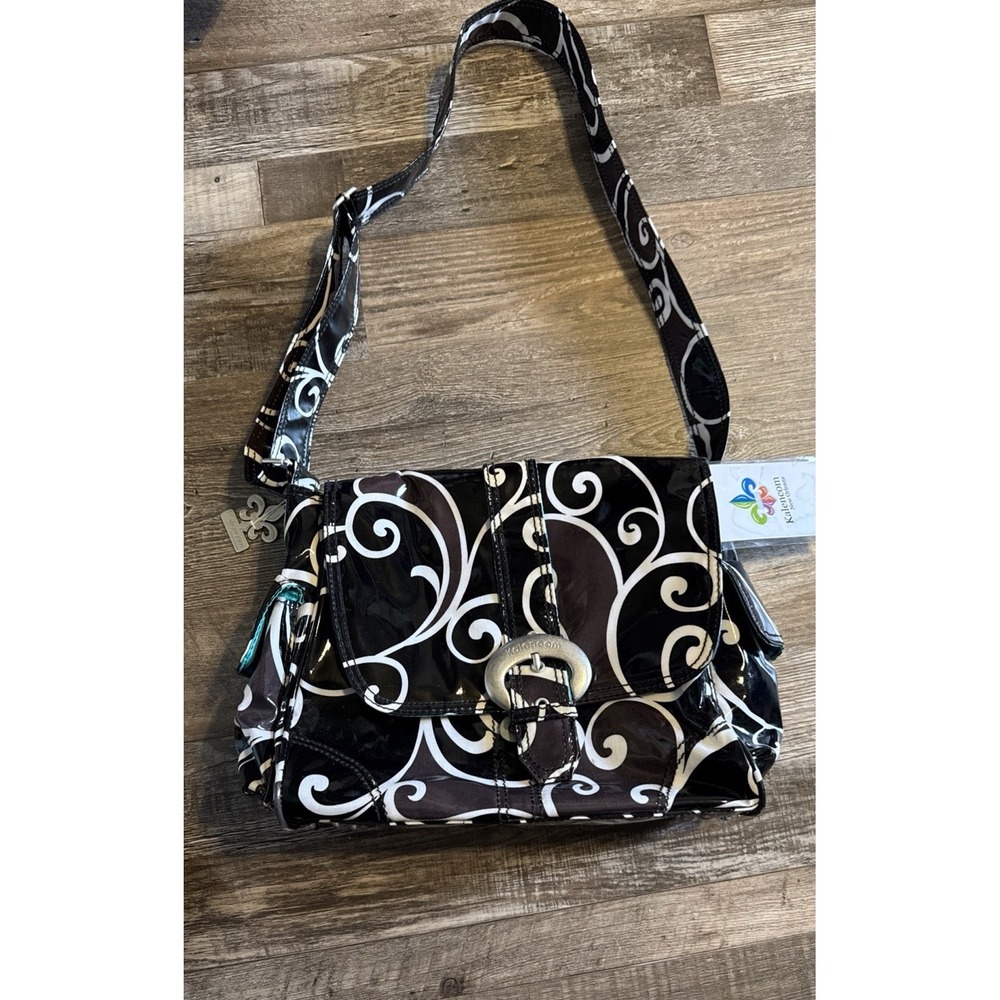 Kalencom Laminated Buckle Bag Black Brown + Bottle Bag Zip Pouch Changing Pad